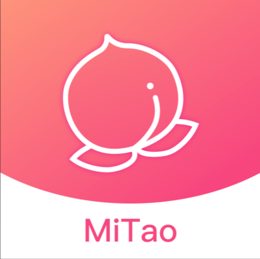 蜜桃视频对照观察图一：粉红背景的白色桃形线条与MiTao字样